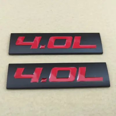 2Pcs Metal Black & Red 4.0L Logo Emblem Fender Trunk Auto Badge 3D Sticker Decal • $9.99