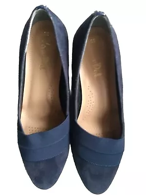 Van Dal Candor Womens Suede Wedge Heel Shoes Size 7 1/2 EE Fit Midnight Blue  • £14