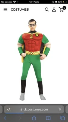 £14.99 • Buy Robin Teen Titans Go Robin Muscle Chest Men's Fancy Dress Costume