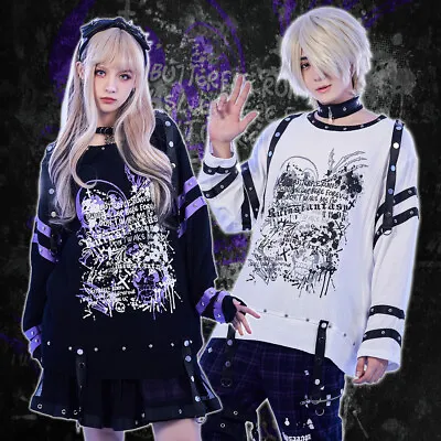 Yabi Visual Kei Punk Chaos Template Studded Strap Bondage Long Sleeve Tee JJ2443 • $54.80