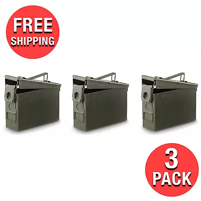 (3-Pack) M19A1 .30 Caliber Ammo Can Waterproof U.S Military Storage Metal Latch • $42.35