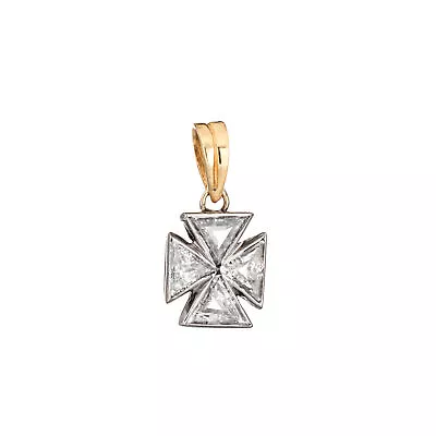 Vintage Art Deco Diamond Maltese Cross Pendant Platinum 14k Gold Charm Jewelry • $2385