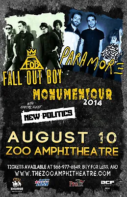 FALL OUT BOY/PARAMORE  2014 TOUR  OKLAHOMA CITY CONCERT POSTER - Pop Punk Music • $31.14