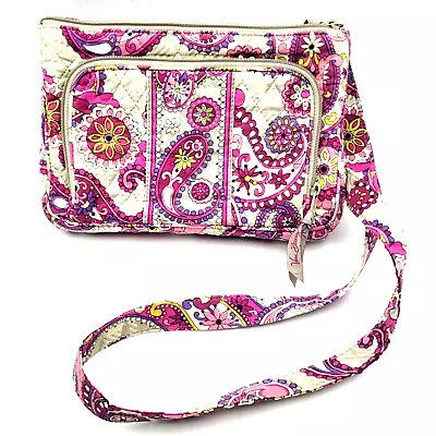 VERA BRADLEY Paisley Meets Plaid Crossbody Purse Pink Plaid Liner 10x7x2 • $19.95