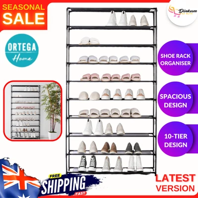$29.52 • Buy 10 Tier Stackable Shoe Rack Spacious Clean Tidy Organiser 50 Pair Holder
