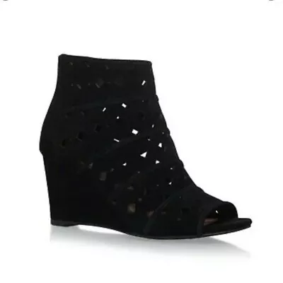 MICHAEL Michael Kors Womens Uma Wedge Black 8 Suede Leather Boot Shoe • $12.99
