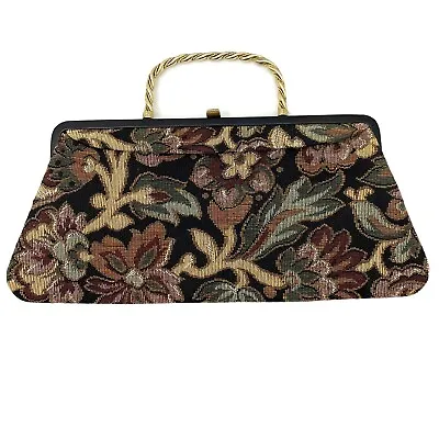 Vtg L & M Bags By Edwards Paisley Tapestry Handbag Purse Gold Braided Handle USA • $33.05