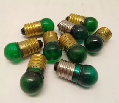 Miniature Green Light Bulbs #1447  18v Screw Base Bulbs Lot Of 9 Train Railroad  • $12.95