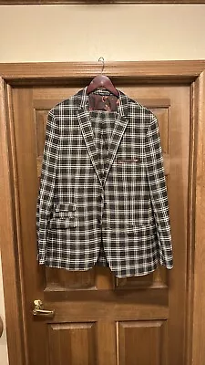 Men’s 46R 38x32 Gray Plaid Suit  • $120