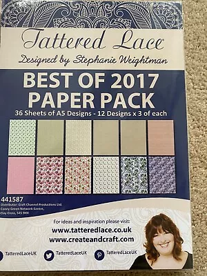 Tattered Lace Paper Pack A5 X 36 Sheets 12 Designs BEST OF 2017 Patterned • £4.95