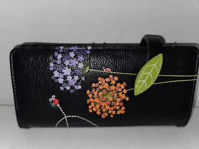 ESPE Vegan Leather Long Wallet *Flowers Leaf Closure Lady Bugs * Very Gd Cond. • $15