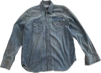 Levi's Vintage Clothing LVC Distressed Denim SAWTOOTH Western COWBOY Shirt Sz-M • $250