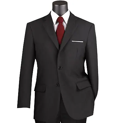 LUCCI Men's Black 2-Button Classic-Fit Poplin Polyester Suit - NEW • $75