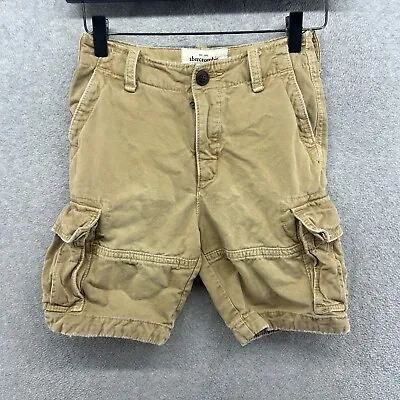 Abercrombie Fitch Shorts Boys Size 10 Beige Cargo Flat Front Heavy Vintage • $18.90