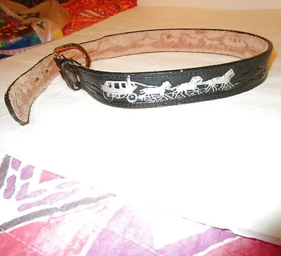 Brazos Joe LEATHER Youth Size 24 BELT Western STAGECOACH Cowboy HORSES Kids VTG • $24.77