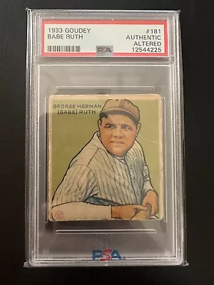 1933 Goudey Big League Chewing Gum Babe Ruth #181 PSA Authentic Yankees HOF GOAT • $5999