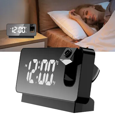 LED Digital Projection Alarm Clock Temperature Date Snooze Ceiling Projector • $23.69