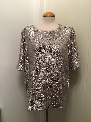 £24 • Buy Marks & Spencer Size 20 Sequin Sparkle Short Sleeve Top Brand New With Tag