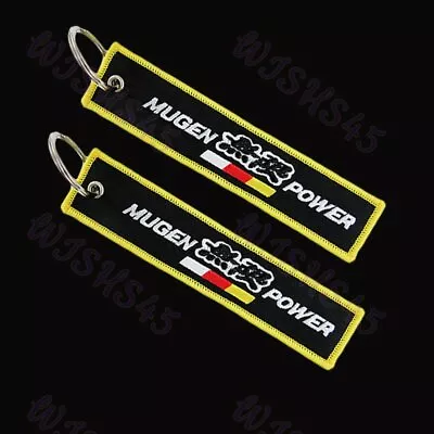 Embroidered Double Side Key Tag Jdm Mugen Power Keychain Cell Holders Keyring X2 • $12.88