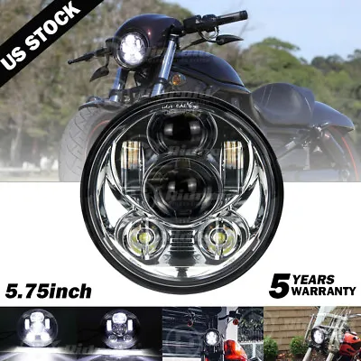 5-3/4  5.75  Round LED Lights Crystal Clear Headlight For Motorcycle Headlamp • $29.99