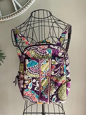 Vera Bradley Iconic Campus Backpack Plum Crazy Pattern 14 Inch • $20.50