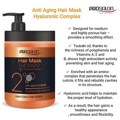Anti Aging Hair Mask Therapy - Hair Structure Renew For Damaged Hair - Prosalon • £10.99