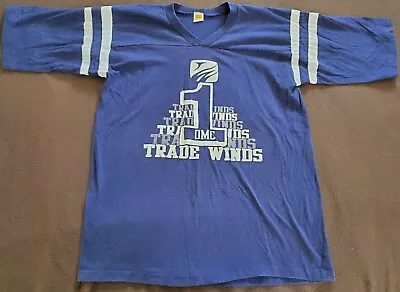 VTG Velva Sheen Trade Winds Jersey T-Shirt Adult XL Single Stitch Navy USA 80s • $39