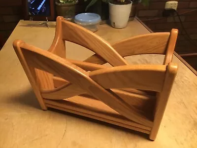 Golden Oak Magazine Stand Rack Solid Unique Style Handmade Vintage Piece • $79