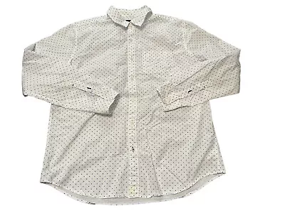$13.99 • Buy American Eagle Outfitters Mens White Polka Dot Shirt Collar Long Sleeve Large