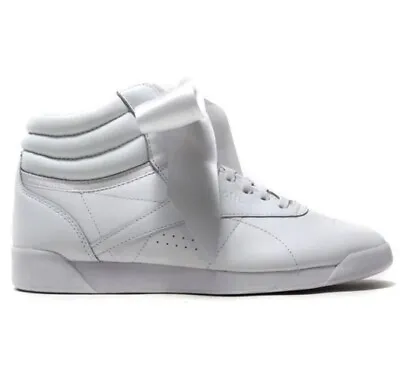 £69.98 • Buy Reebok Freestyle High Satin Bow Lace-Up White Smooth Leather Womens Trainers UK3
