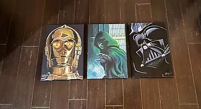 C-3PO Darth Vader Luke Skywalker Set 12 X 18  Pop Art Painting Chris Cargill • $84.99