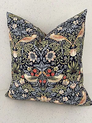 William Morris Strawberry Thief (large Print) Blue Cushion Cover - 14 Inches • £14.50