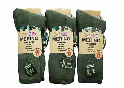 1-6 Pairs Mens Merino Wool Blend Military Work Boot Thermal Winter Socks 2.8 Tog • £3.27