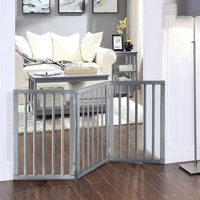 £42.95 • Buy Folding Pet Gate Puppy Dog Fence Child Safety Indoor Durable Free Standing Wood