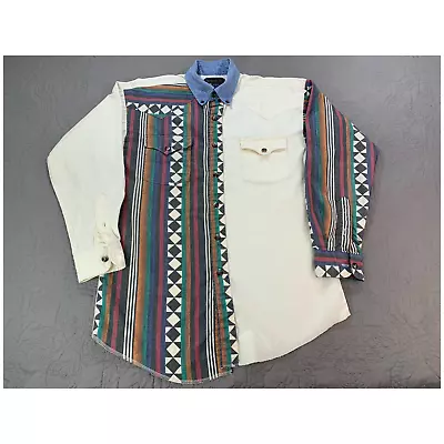 Vintage Panhandle Slim Shirt Mens Small Western Aztec Button Long Sleeve USA • $29