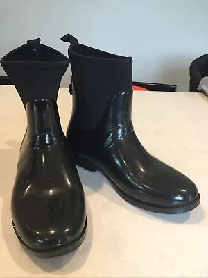 Michael Kors Women’s  Gloss Black Ankle Rain Boots. Elasticized Front And Sides • $16.99