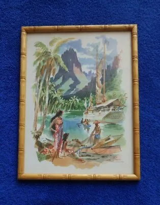 Vintage Hawaiian Matson Line Tahiti Watercolor Print Menu L. Macouillard Hawaii • $99