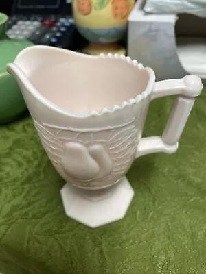 Vintage Jeanette Shell Pink Milk Glass Pear Footed Creamer Pitcher • $8