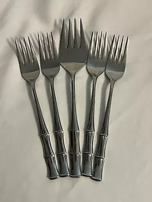 ELDAN Bamboo Japan Stainless Steel Fork Lot Serving Fork Dinner Fork • $44.99