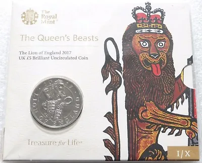2017-I Royal Mint Queens Beasts Lion Of England £5 Five Pound Coin Pack Sealed • £3.70