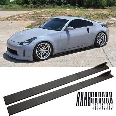 For Nissan 350Z 370Z Coupe Carbon Fiber 78.7  Side Skirts Splitter Extension Lip • $87.99