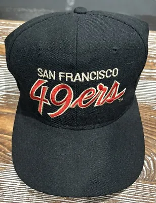 Vintage NFL San Fransisco 49ers Sports Specialties Script BlackWool SnapBack Hat • $219.99