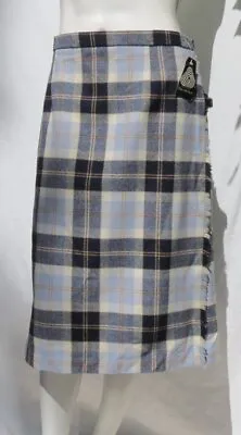 NEW Vtg JAMES PRINGLE US Women’s L 14 16 Blue Plaid Tartan Wool Midi Skirt Kilt • $39.99
