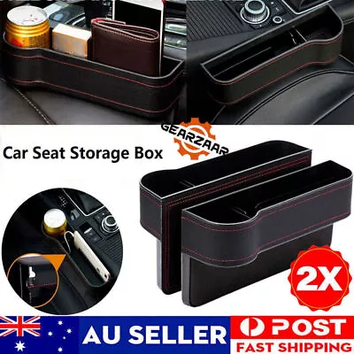 2PCS Car Seat Storage Box&Console Side Pocket Coin Phone Organizer Cup Holder AU • $14.59