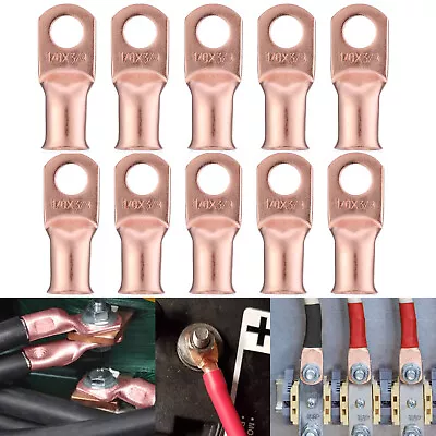 $10.99 • Buy 10 X Gauge 2/0-3/8 Battery Cable Ends Lugs Copper Ring Terminals Wire Connector