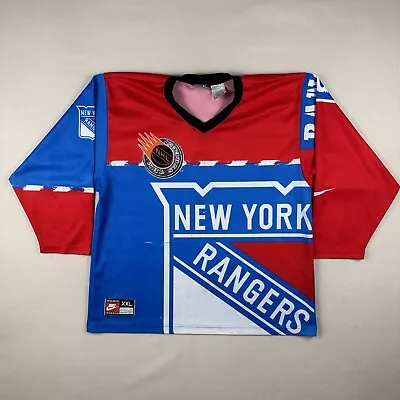 Vintage 90s Nike New York Rangers Jersey Shirt Men’s 2XL 3/4 Sleeve Hockey NHL • $52.50