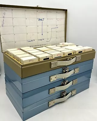 4 Logan 1500G Metal Sequence Group Slide File Cases W/ Lot Of Assorted Slides • $100