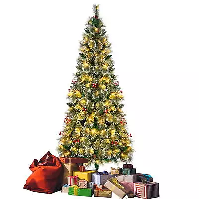 6.5ft Pre-Lit Christmas Tree Hinged Artificial Tree With 200 Lights • $98.97