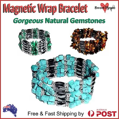 Gemstone Magnetic Wrap Bracelet Energy Therapy Bracelet Arthritis Pain Healing • $6.49