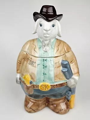 Sundance Kid Billy Goat Cowboy Western SK Cookie Jar Container H & HD 1993 90's • $84.95